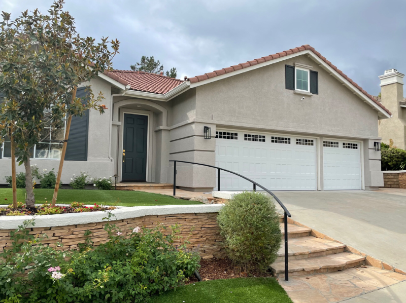 #17 Amarr Hillcrest Recessed Garage Door in White with Stockton Clear Glass Windows garage featuring two large doors